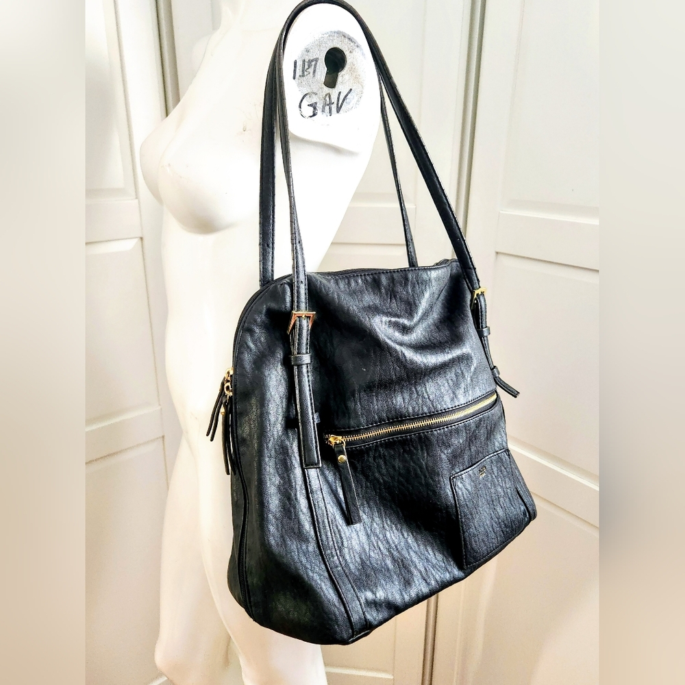 Elegant Black Leather Tote Bag
